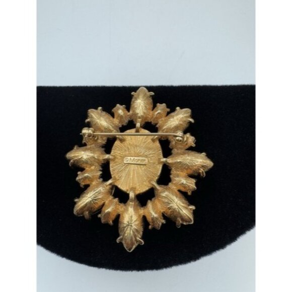 Monet Pin Brooch Star Flower Silver Tone Plastic Faux Pearl Rhinestones 2” - Picture 3 of 8